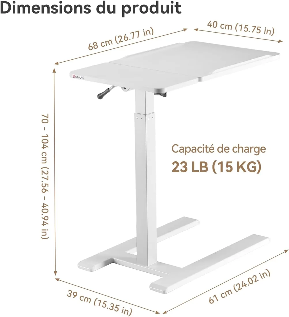 Sihoo D01 Table mobile, référence B0DDWMHSBT — vue 3